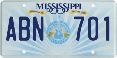 MS license plate ABN701