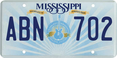 MS license plate ABN702