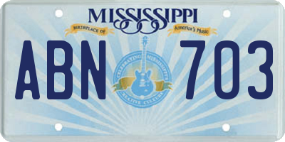 MS license plate ABN703