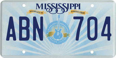 MS license plate ABN704