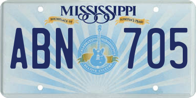 MS license plate ABN705