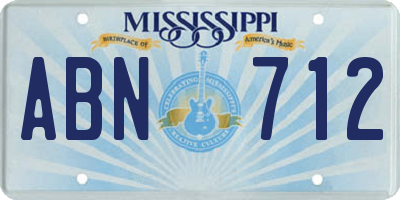 MS license plate ABN712