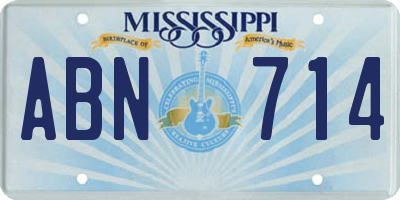 MS license plate ABN714