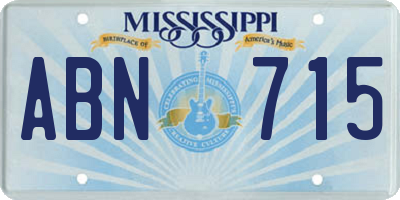 MS license plate ABN715