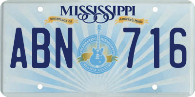 MS license plate ABN716