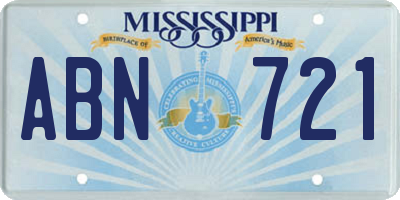 MS license plate ABN721