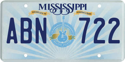 MS license plate ABN722