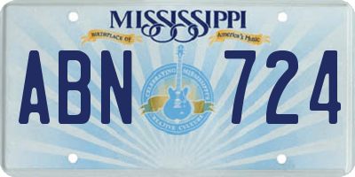 MS license plate ABN724