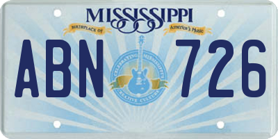 MS license plate ABN726