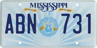 MS license plate ABN731