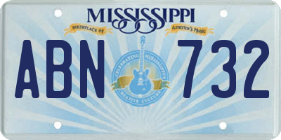 MS license plate ABN732