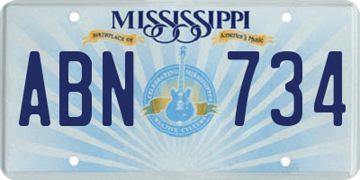 MS license plate ABN734