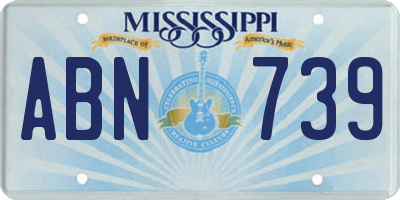 MS license plate ABN739