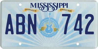 MS license plate ABN742