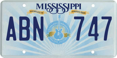 MS license plate ABN747