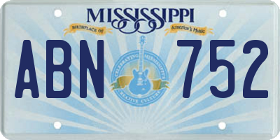 MS license plate ABN752