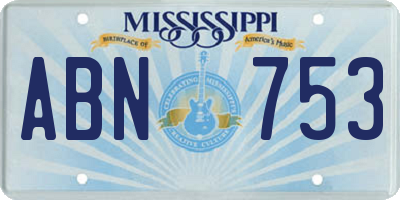 MS license plate ABN753