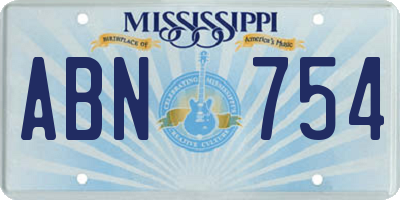 MS license plate ABN754