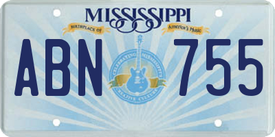 MS license plate ABN755