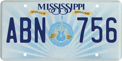 MS license plate ABN756