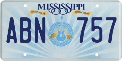 MS license plate ABN757