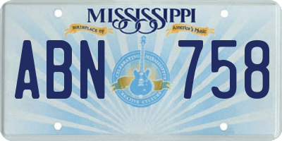 MS license plate ABN758