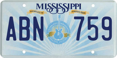 MS license plate ABN759