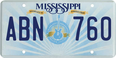 MS license plate ABN760