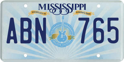 MS license plate ABN765