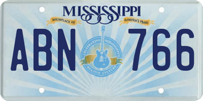 MS license plate ABN766