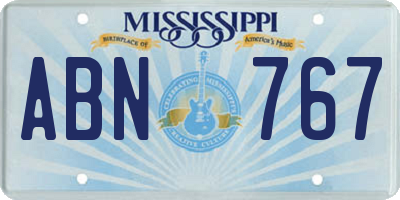 MS license plate ABN767