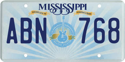 MS license plate ABN768