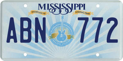 MS license plate ABN772