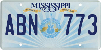 MS license plate ABN773