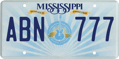 MS license plate ABN777