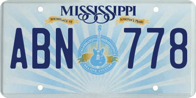 MS license plate ABN778