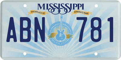 MS license plate ABN781