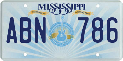 MS license plate ABN786