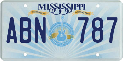 MS license plate ABN787