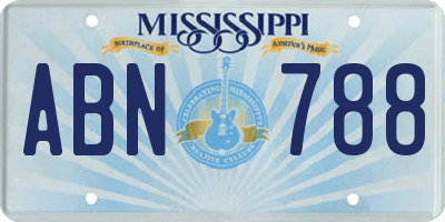 MS license plate ABN788