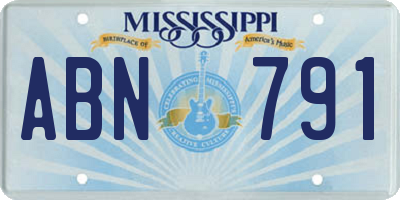 MS license plate ABN791