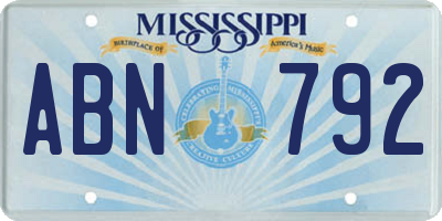 MS license plate ABN792