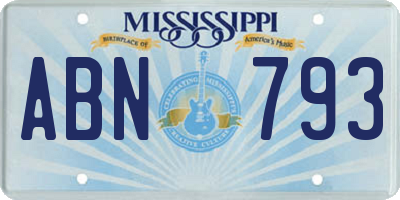 MS license plate ABN793