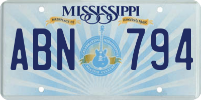 MS license plate ABN794