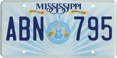 MS license plate ABN795