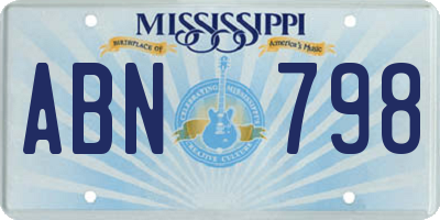 MS license plate ABN798