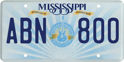 MS license plate ABN800