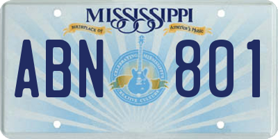 MS license plate ABN801