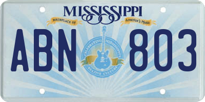 MS license plate ABN803