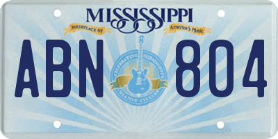 MS license plate ABN804